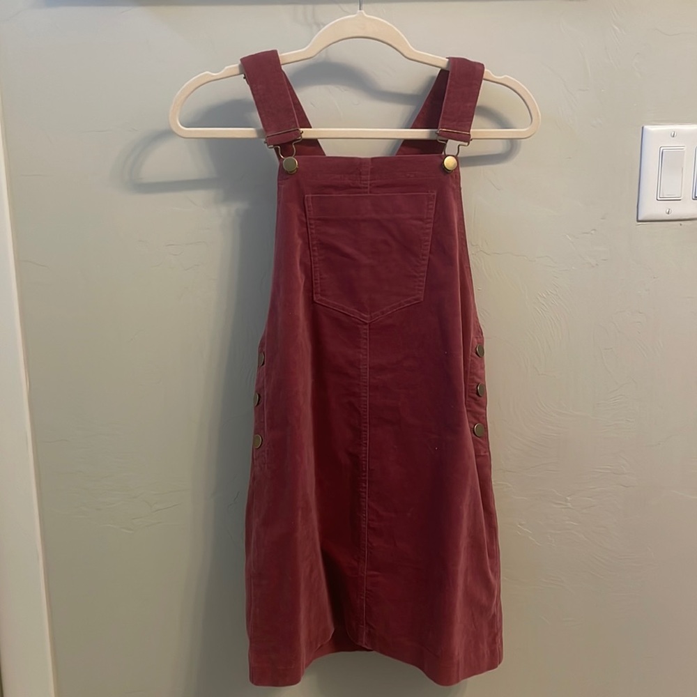 pink overall dress with short sleeve bodysuit